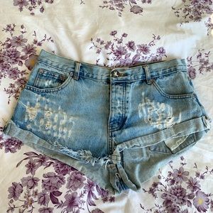 One Teaspoon Mid Rise Denim Cutoff Shorts Distressed